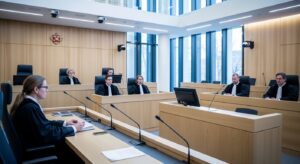 AI-powered translation tools assisting legal professionals in multilingual courtrooms
